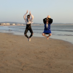 Essaouira Morocco jumping on the beach